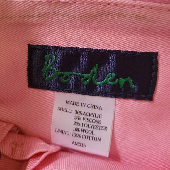 Boden Pink Brown Wool Blend Houndstooth Satchel Bag - Picture 5 of 5